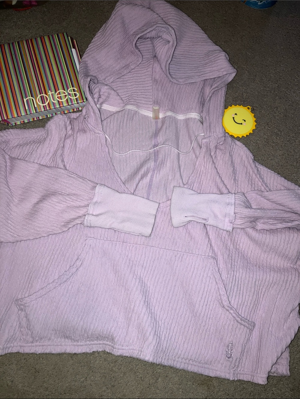 FP Cozy Lavender CROPPED Hooded Pullover